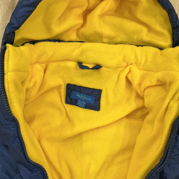 Navy Blue Hooded Snowsuit with Yellow Lining - Picture 4 of 9
